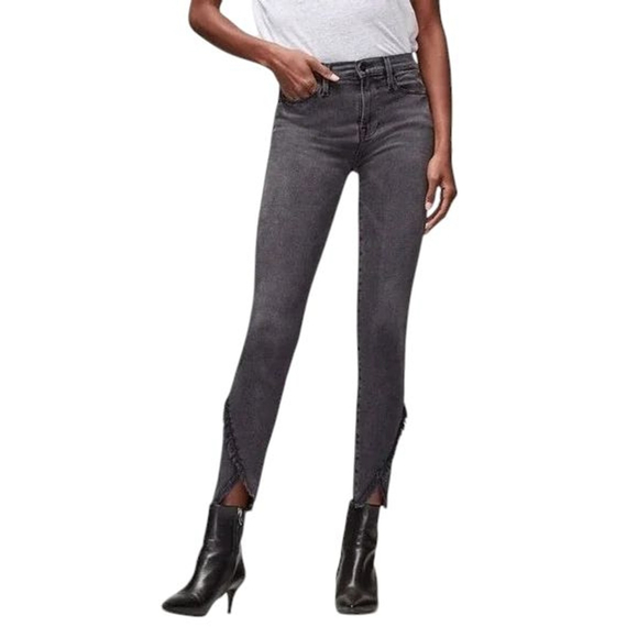 FRAME Denim 28 Gray Quinby Le High Skinny Crop Double Triangle Raw Hem Jeans - Picture 1 of 7